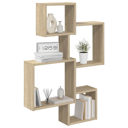 vidaXL Wall Cube Shelves Wall-Mounted Brown 64 x 13.5 x 91.5 cm