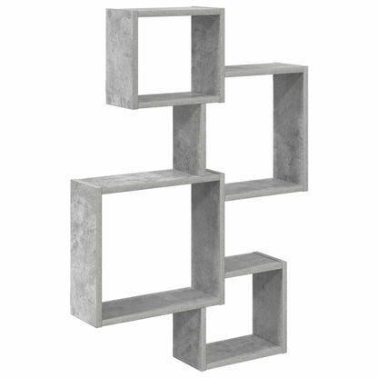 vidaXL Wall Cube Shelves Wall-Mounted Grey 64 x 13.5 x 91.5 cm