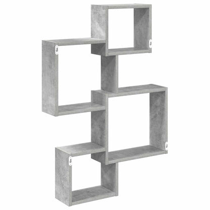 vidaXL Wall Cube Shelves Wall-Mounted Grey 64 x 13.5 x 91.5 cm