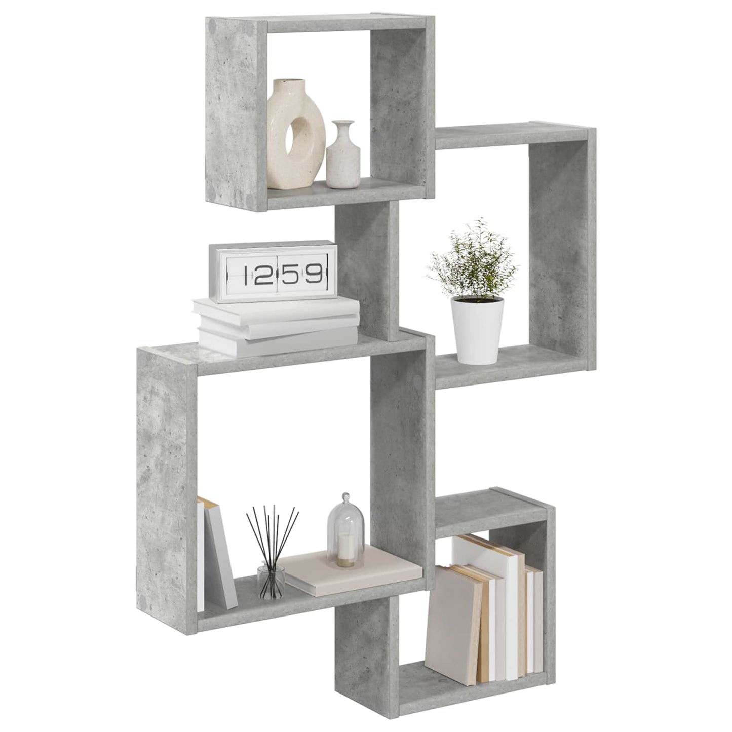 vidaXL Wall Cube Shelves Wall-Mounted Grey 64 x 13.5 x 91.5 cm