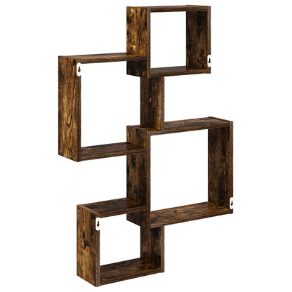 vidaXL Wall Cube Shelves Wall-Mounted Brown 64 x 13.5 x 91.5 cm