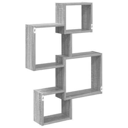 vidaXL Wall Cube Shelves Wall-Mounted Grey 64 x 13.5 x 91.5 cm