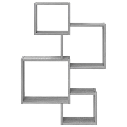 vidaXL Wall Cube Shelves Wall-Mounted Grey 64 x 13.5 x 91.5 cm