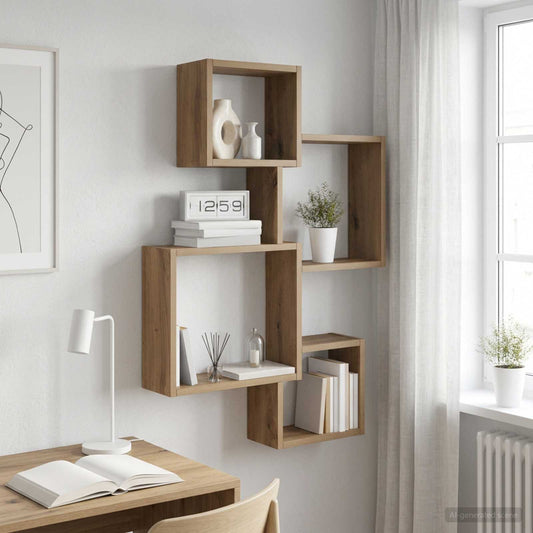 vidaXL Wall Cube Shelves Wall-Mounted Artisan Oak 64 x 13.5 x 91.5 cm