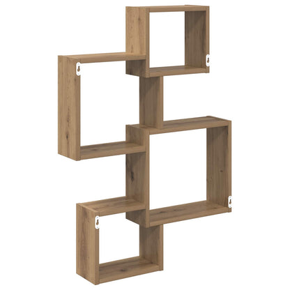 vidaXL Wall Cube Shelves Wall-Mounted Brown 64 x 13.5 x 91.5 cm