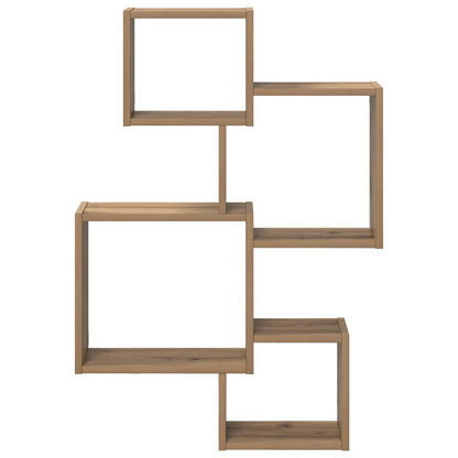vidaXL Wall Cube Shelves Wall-Mounted Brown 64 x 13.5 x 91.5 cm