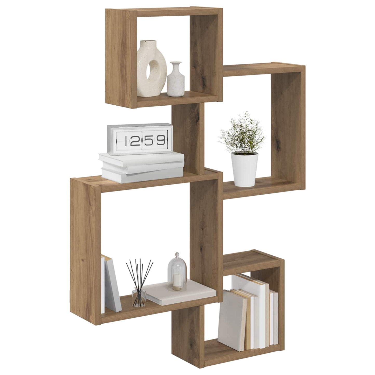 vidaXL Wall Cube Shelves Wall-Mounted Brown 64 x 13.5 x 91.5 cm