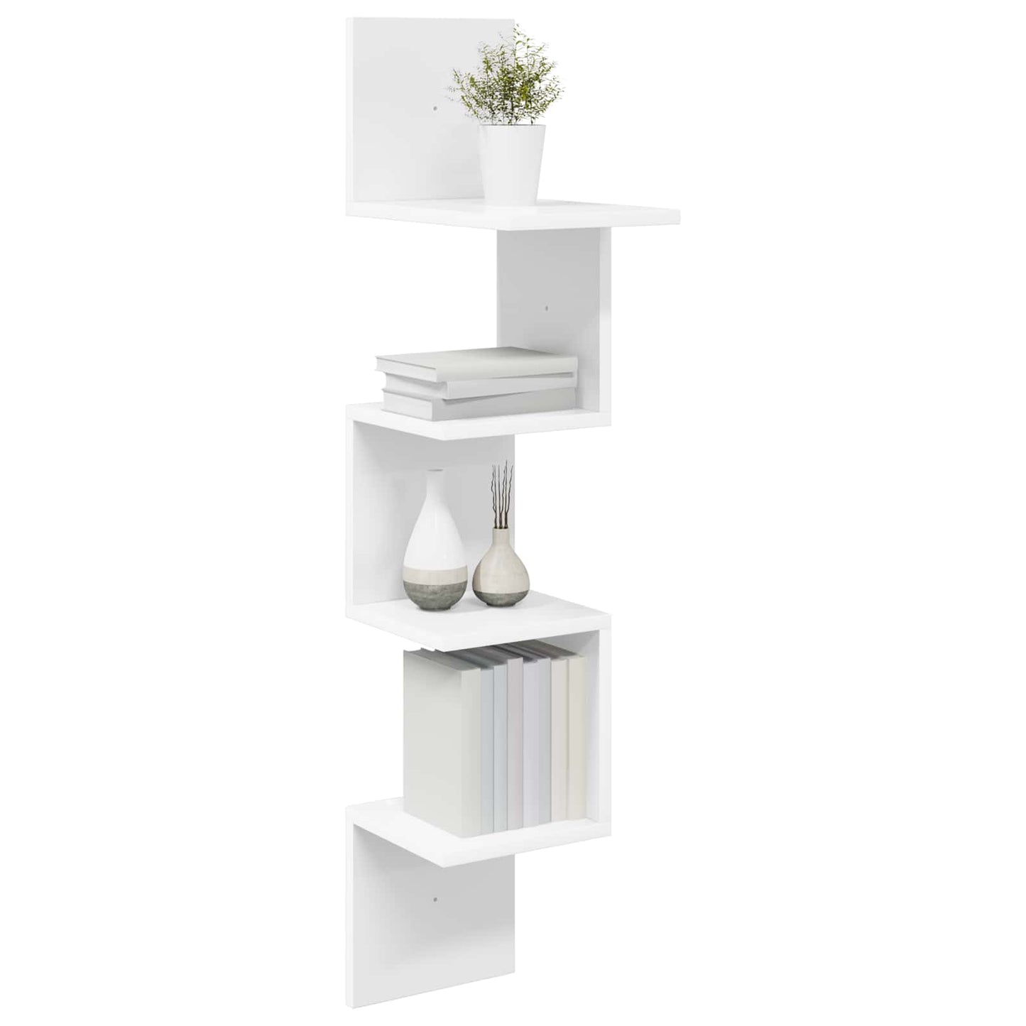 vidaXL Wall Shelf Wall-Mounted White 32 x 21 x107 cm Engineered Wood