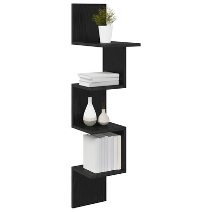 vidaXL Wall Shelf Wall-Mounted Black 32 x 21 x107 cm Engineered Wood