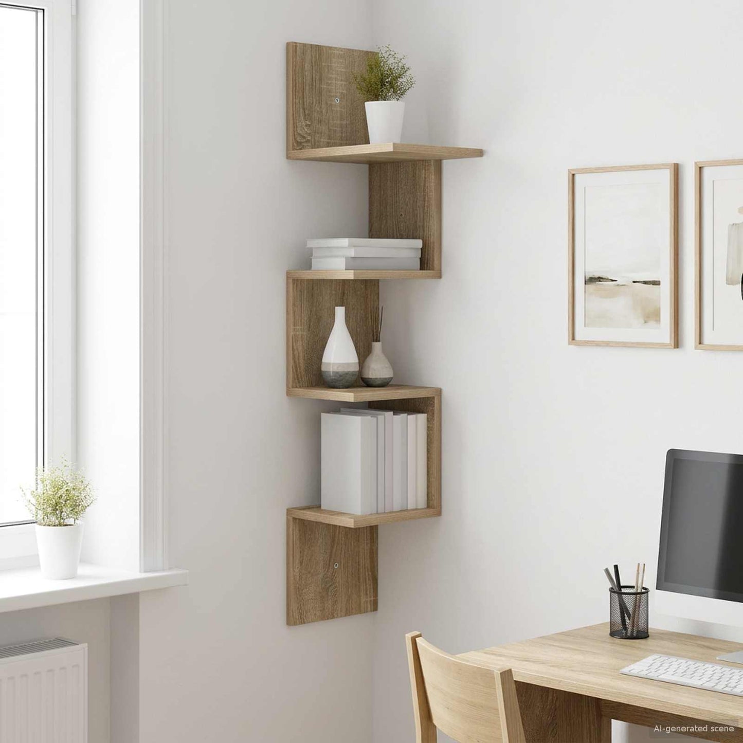 vidaXL Wall Shelf Wall-Mounted Brown 32 x 21 x107 cm Engineered Wood