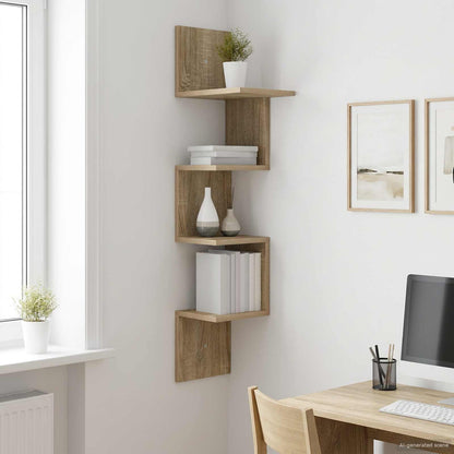 vidaXL Wall Shelf Wall-Mounted Brown 32 x 21 x107 cm Engineered Wood