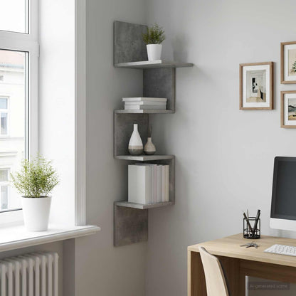 vidaXL Wall Shelf Wall-Mounted Concrete Grey 32 x 21 x107 cm