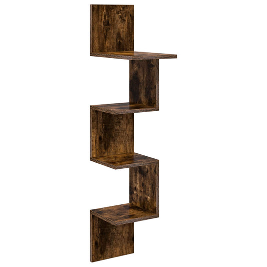 vidaXL Wall Shelf Wall-Mounted Smoked Oak 32 x 21 x107 cm