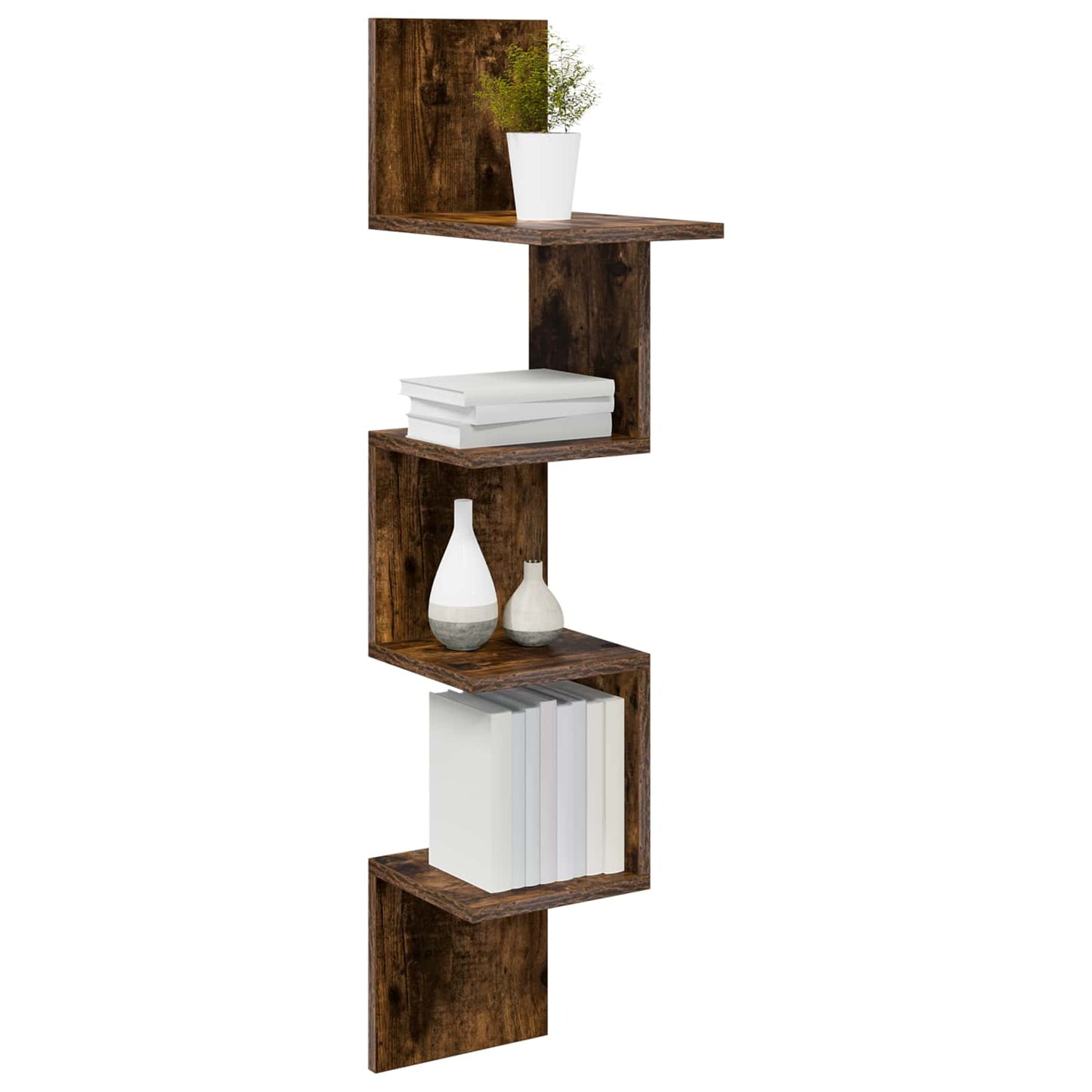 vidaXL Wall Shelf Wall-Mounted Brown 32 x 21 x107 cm Engineered Wood