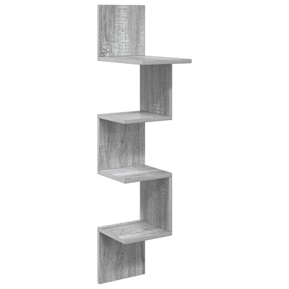 vidaXL Wall Shelf Wall-Mounted Grey 32 x 21 x107 cm Engineered Wood