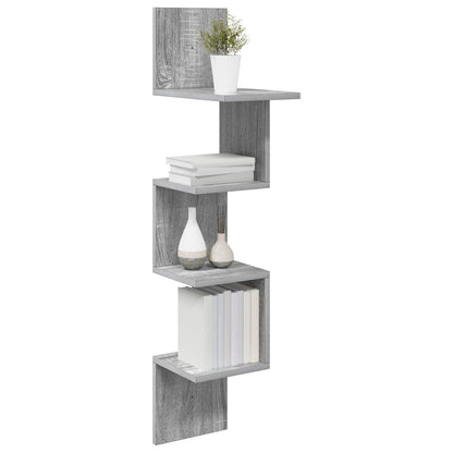 vidaXL Wall Shelf Wall-Mounted Grey 32 x 21 x107 cm Engineered Wood