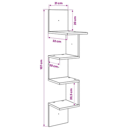 vidaXL Wall Shelf Wall-Mounted Brown 32 x 21 x107 cm Engineered Wood