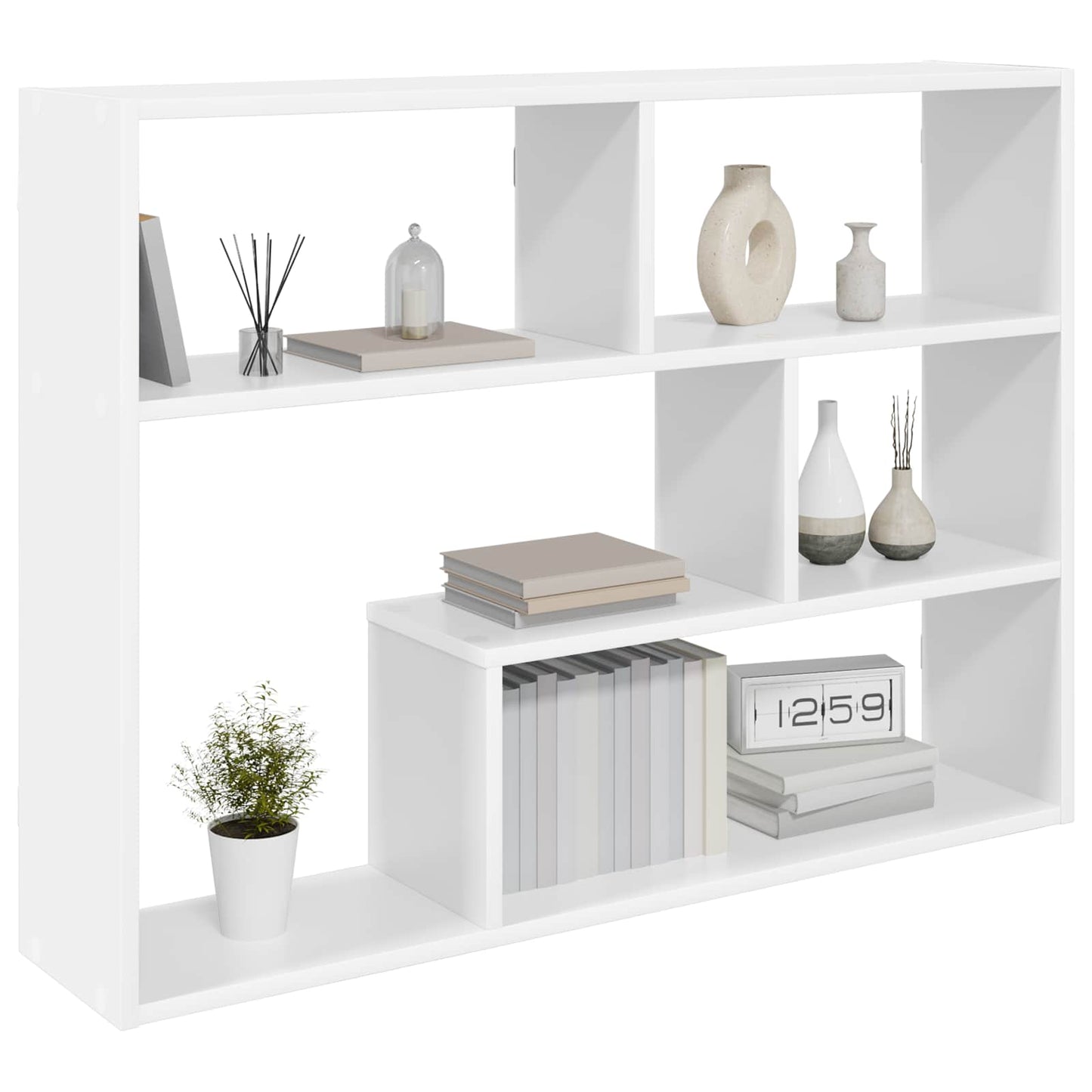 vidaXL Wall Shelf Wall-Mounted White 95 x 20 x 69.5 cm Engineered Wood