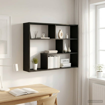 vidaXL Wall Shelf Wall-Mounted Black Oak 95 x 20 x 69.5 cm