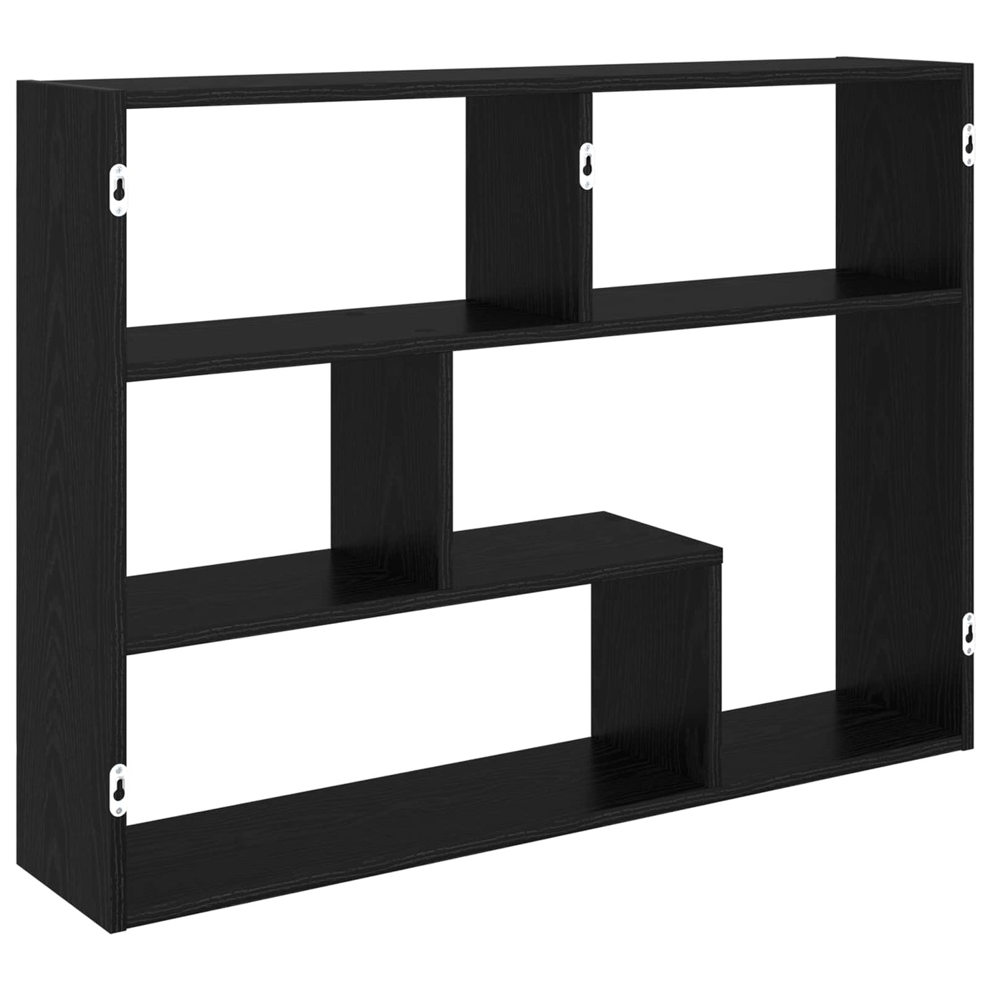 vidaXL Wall Shelf Wall-Mounted Black 95 x 20 x 69.5 cm Engineered Wood