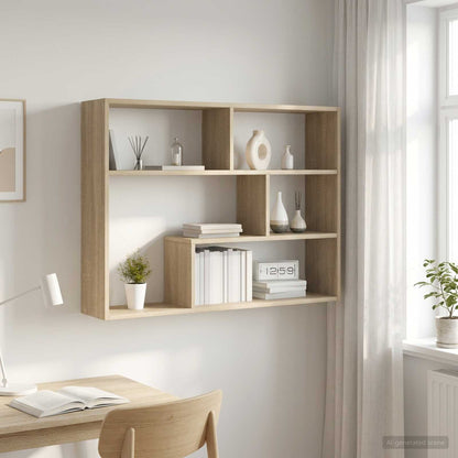 vidaXL Wall Shelf Wall-Mounted Sonoma Oak 95 x 20 x 69.5 cm