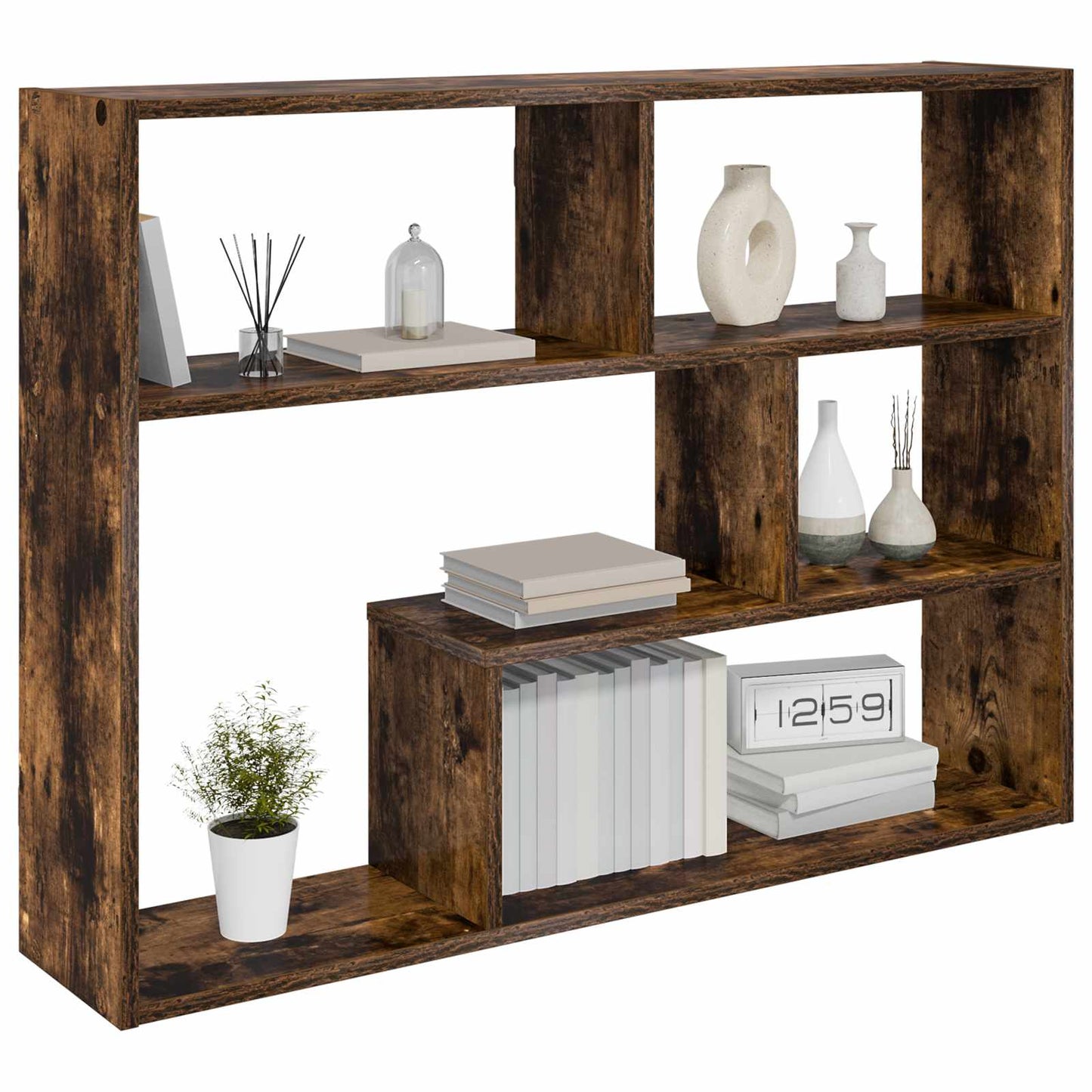vidaXL Wall Shelf Wall-Mounted Brown 95 x 20 x 69.5 cm Engineered Wood
