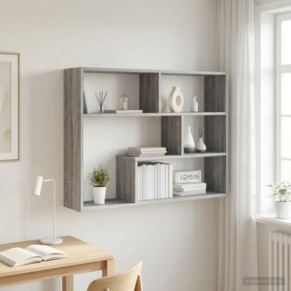vidaXL Wall Shelf Wall-Mounted Grey Sonoma 95 x 20 x 69.5 cm