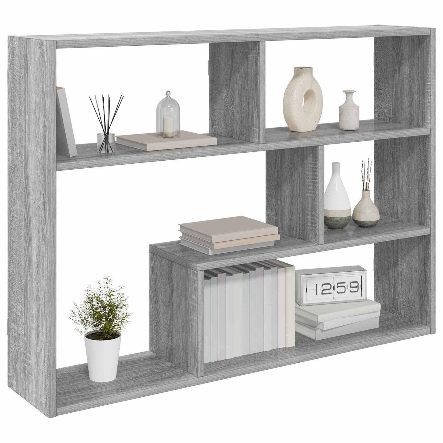 vidaXL Wall Shelf Wall-Mounted Grey 95 x 20 x 69.5 cm Engineered Wood
