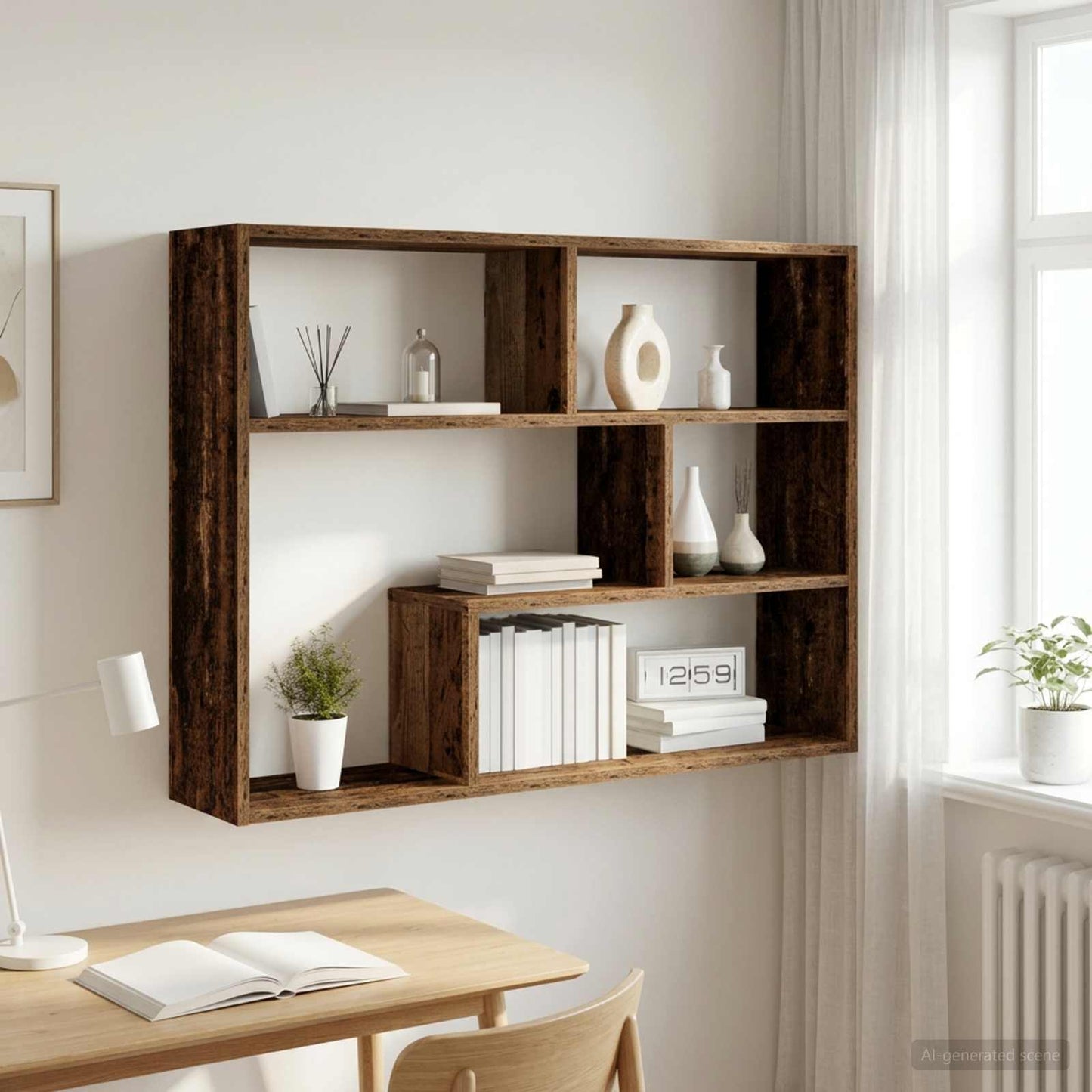 vidaXL Wall Shelf Wall-Mounted Old Wood 95 x 20 x 69.5 cm