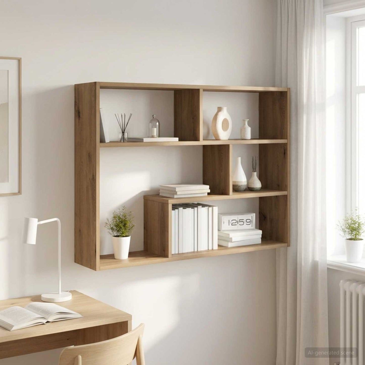 vidaXL Wall Shelf Wall-Mounted Artisan Oak 95 x 20 x 69.5 cm
