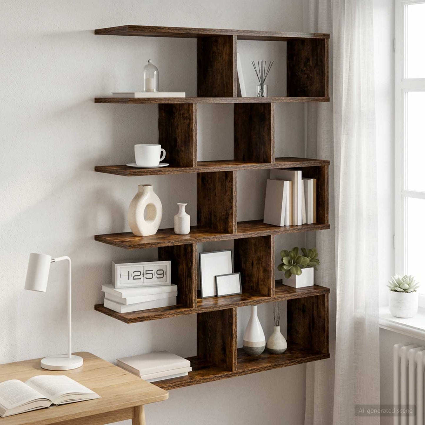 vidaXL Wall Shelf Smoked Oak 70 x 20 x 100 cm Engineered Wood