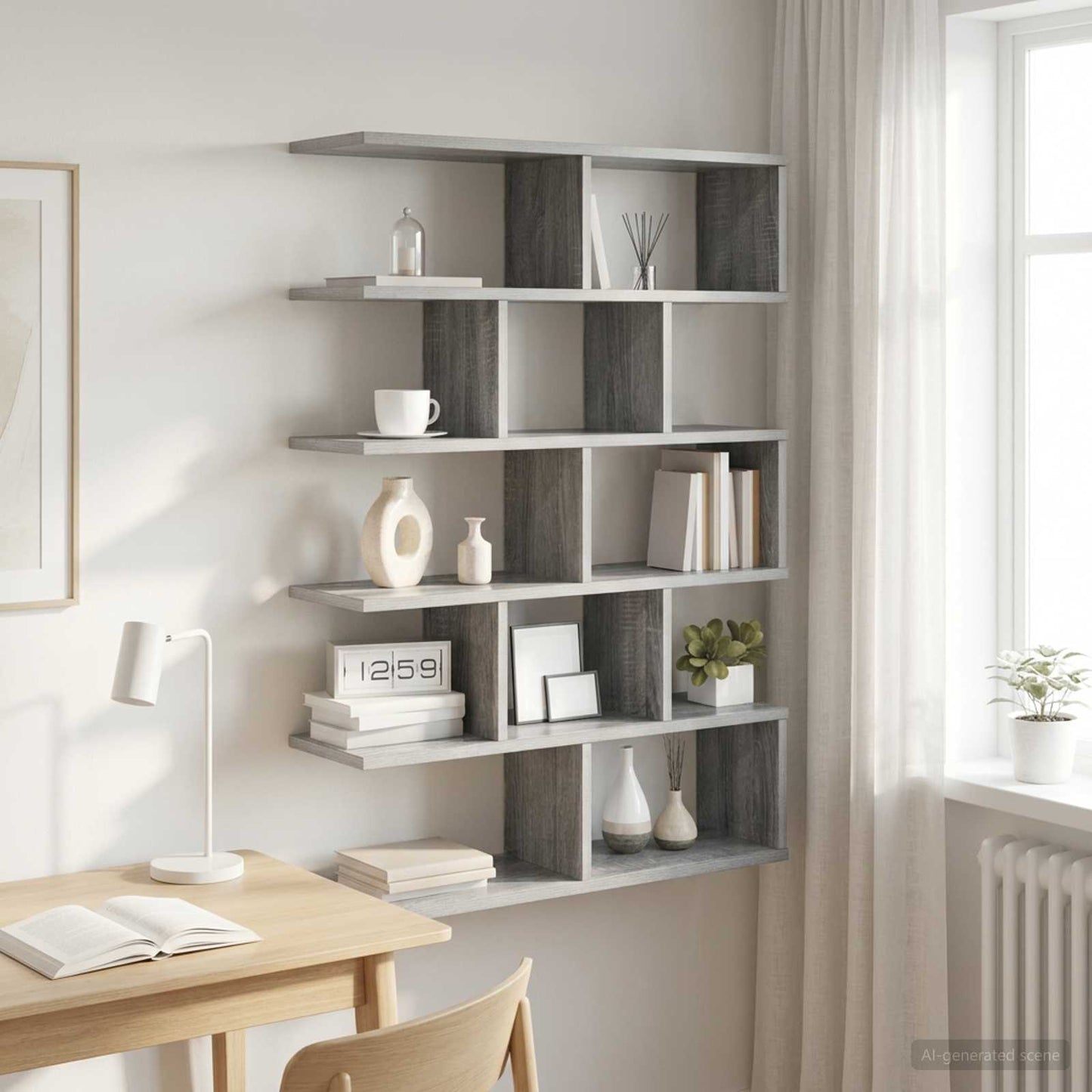 vidaXL Wall Shelf Grey Sonoma 70 x 20 x 100 cm Engineered Wood