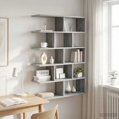 vidaXL Wall Shelf Grey Sonoma 70 x 20 x 100 cm Engineered Wood