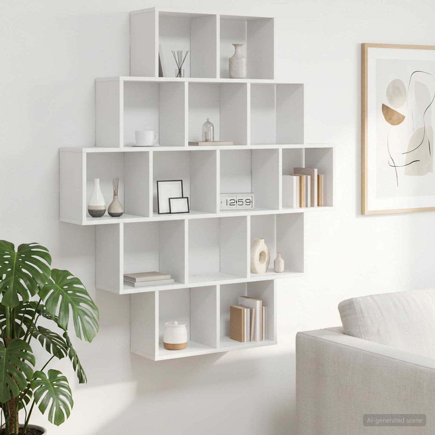 vidaXL Wall Shelf White 120 x 20 x 136 cm Engineered Wood