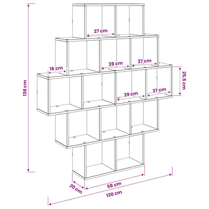 vidaXL Wall Shelf White 120 x 20 x 136 cm Engineered Wood