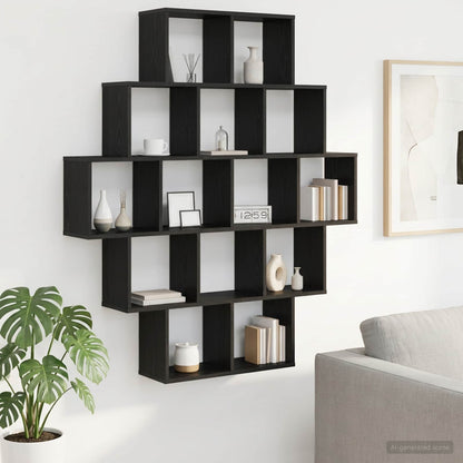 vidaXL Wall Shelf Black Oak 120 x 20 x 136 cm Engineered Wood
