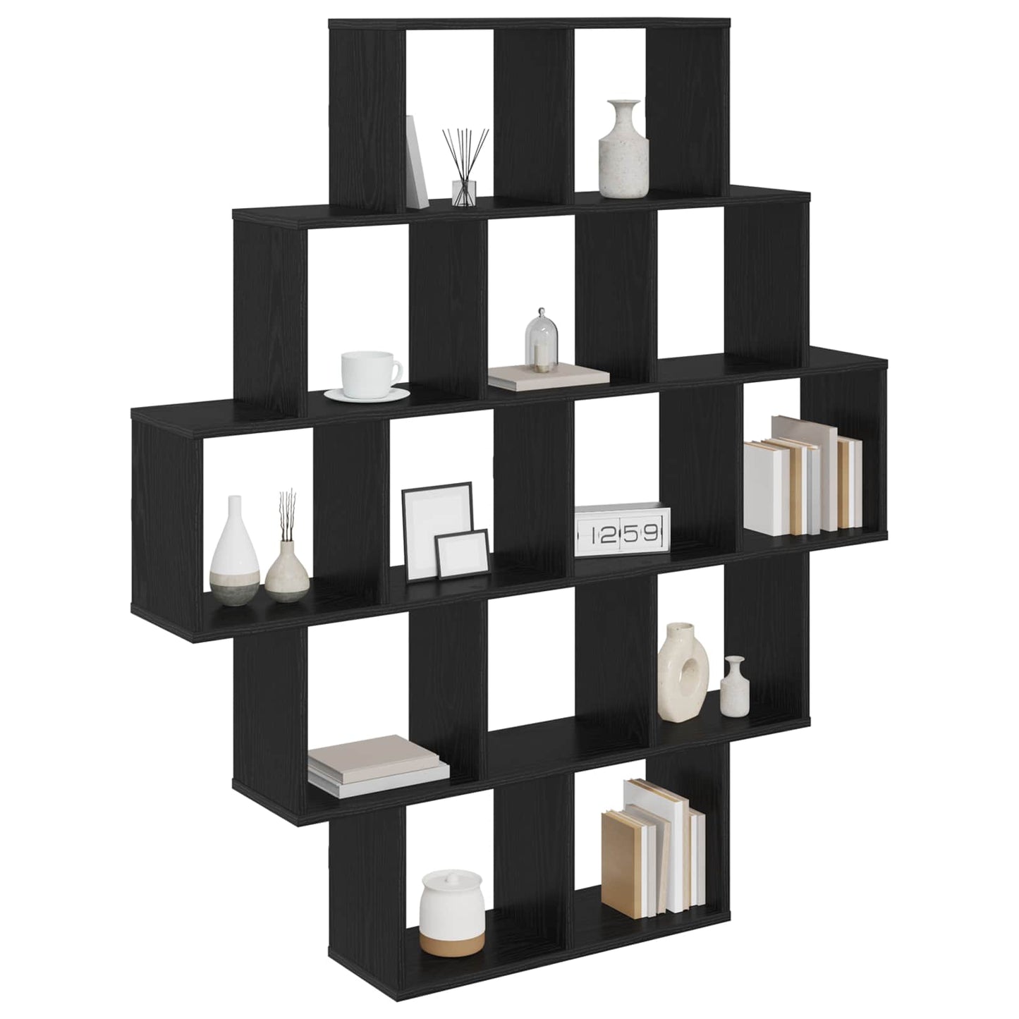 vidaXL Wall Shelf Black Oak 120 x 20 x 136 cm Engineered Wood