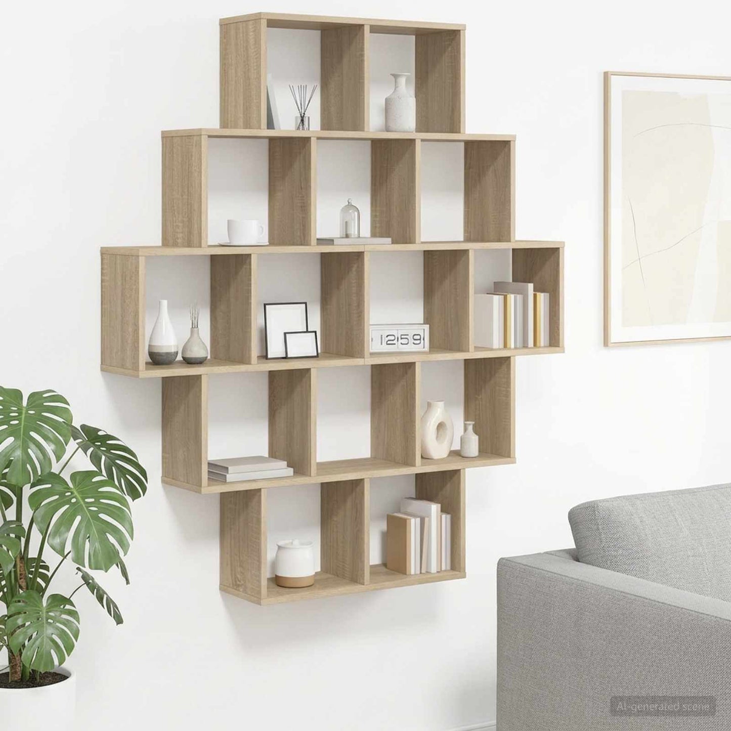 vidaXL Wall Shelf Sonoma Oak 120 x 20 x 136 cm Engineered Wood