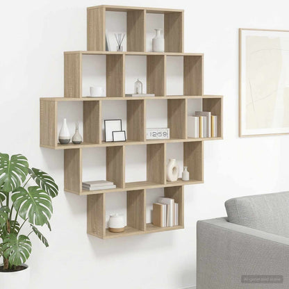 vidaXL Wall Shelf Sonoma Oak 120 x 20 x 136 cm Engineered Wood
