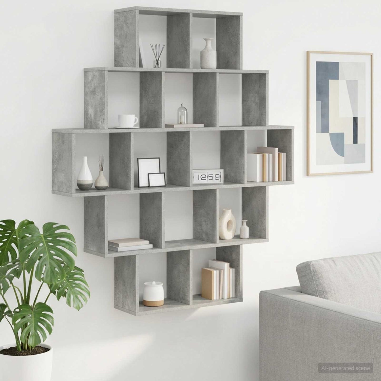 vidaXL Wall Shelf Concrete Grey 120 x 20 x 136 cm Engineered Wood