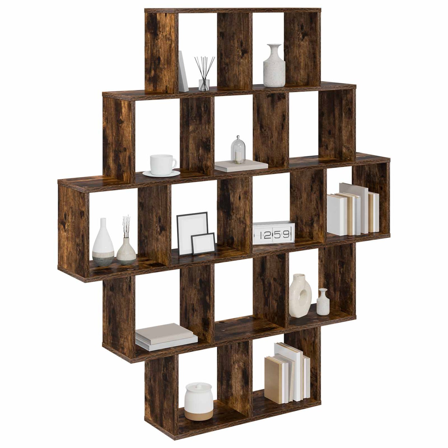 vidaXL Wall Shelf Smoked Oak 120 x 20 x 136 cm Engineered Wood