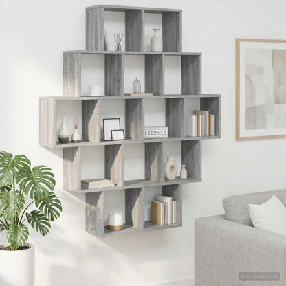 vidaXL Wall Shelf Grey Sonoma 120 x 20 x 136 cm Engineered Wood