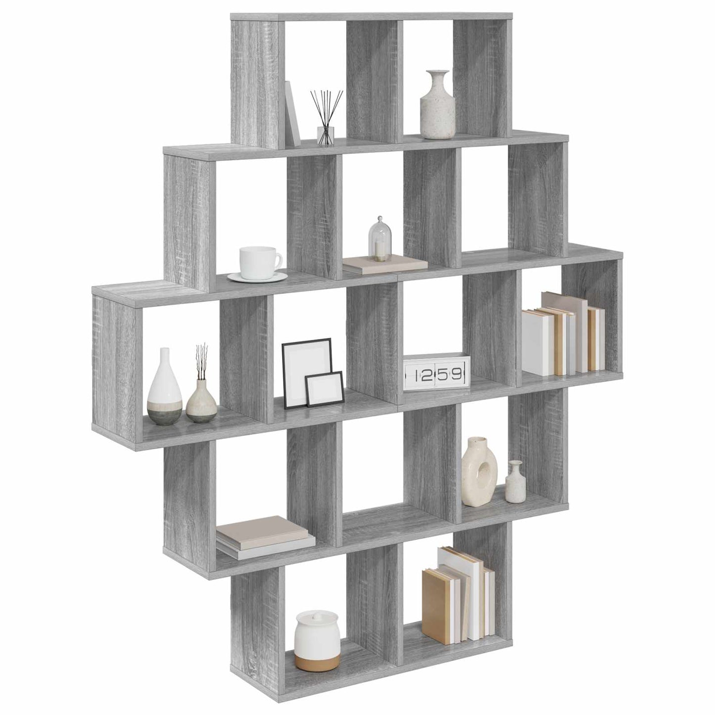 vidaXL Wall Shelf Grey Sonoma 120 x 20 x 136 cm Engineered Wood