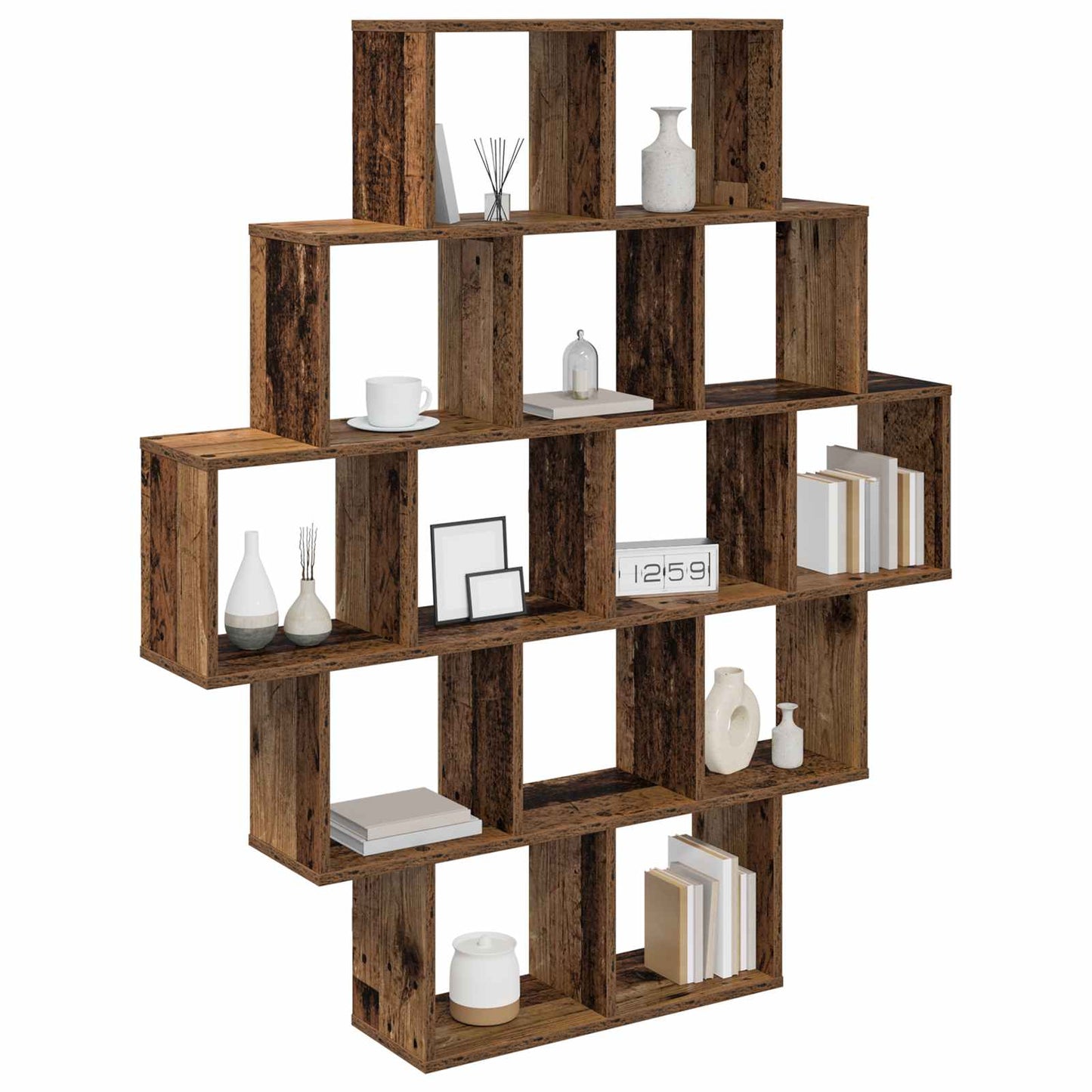 vidaXL Wall Shelf Old Wood 120 x 20 x 136 cm Engineered Wood