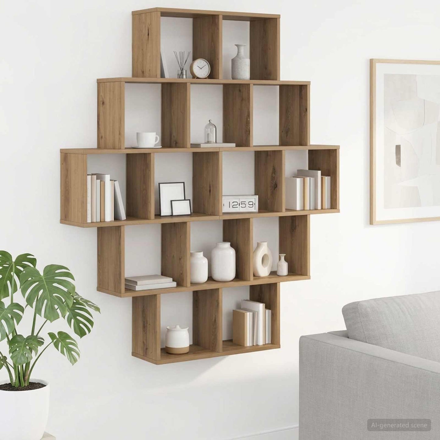 vidaXL Wall Shelf Artisan Oak 120 x 20 x 136 cm Engineered Wood