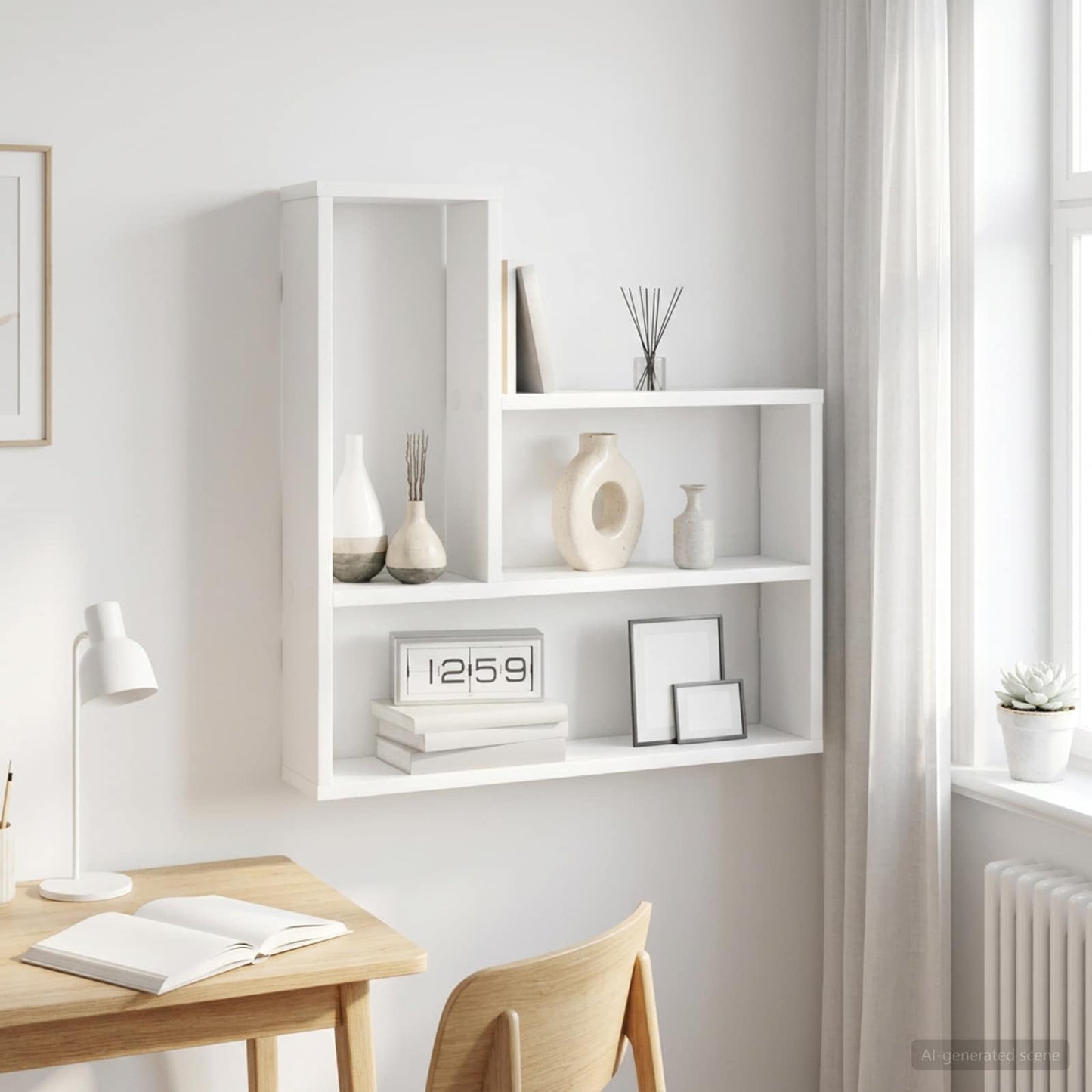 vidaXL Wall Shelf White 60 x 11 x 60 cm Engineered Wood