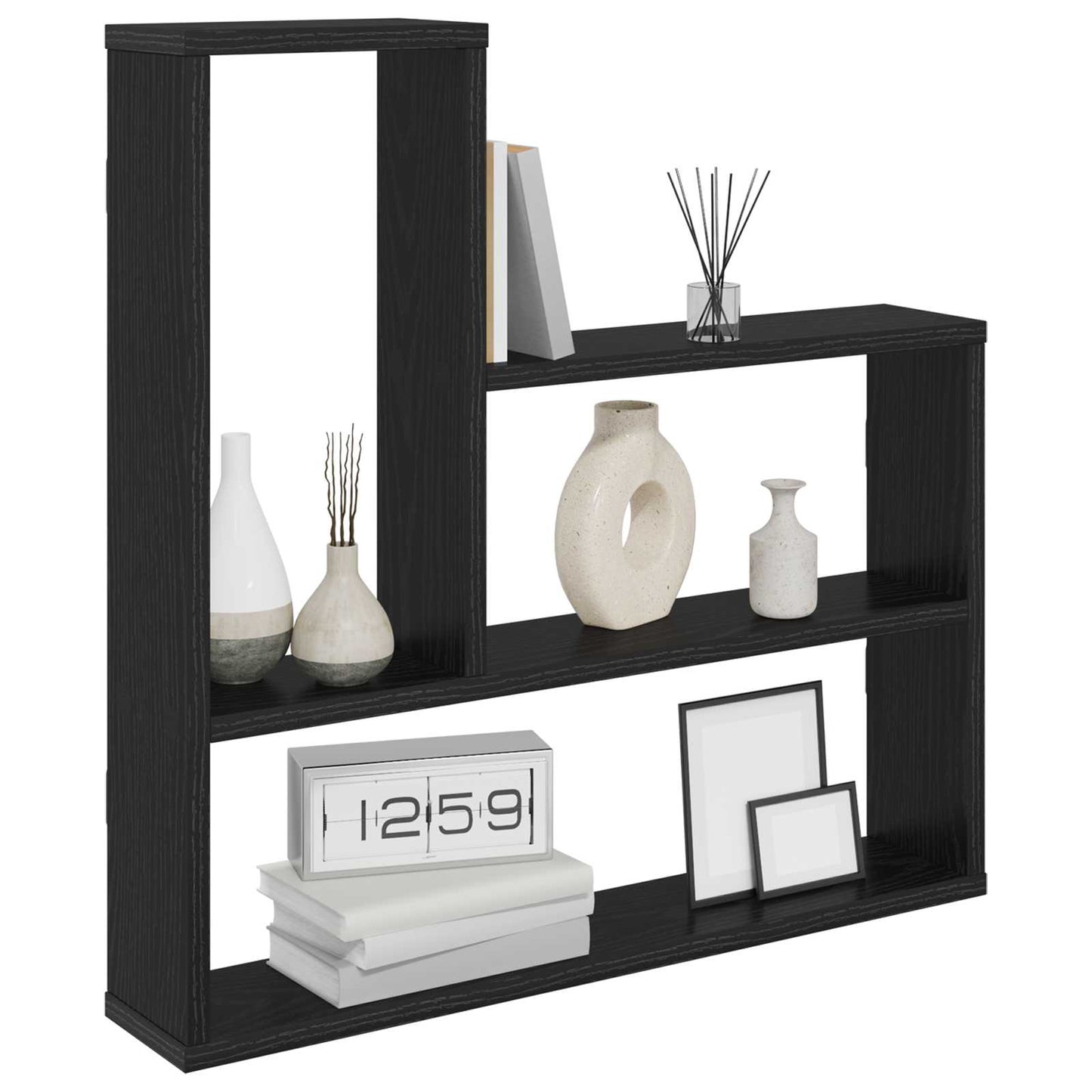 vidaXL Wall Shelf Black Oak 60 x 11 x 60 cm Engineered Wood