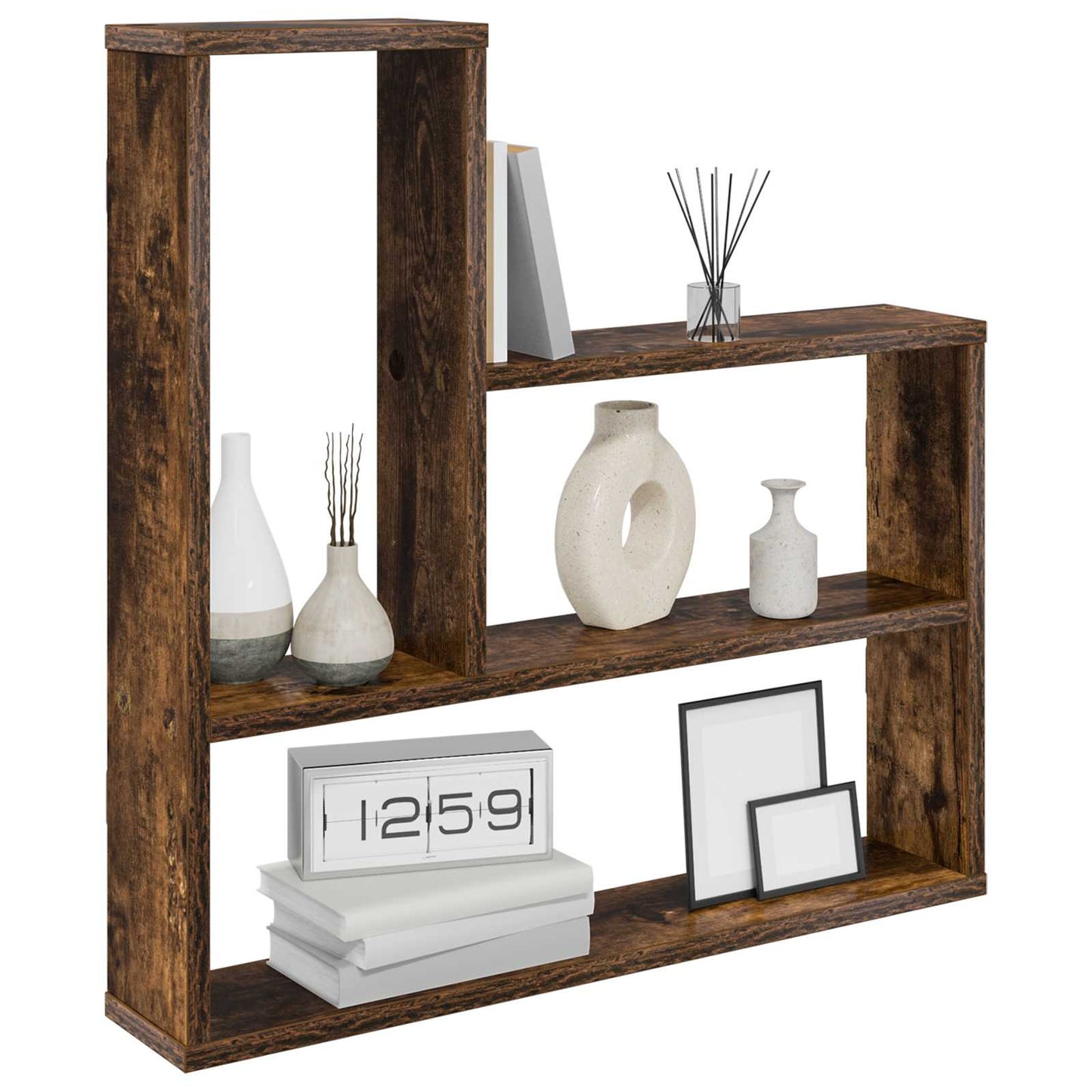 vidaXL Wall Shelf Smoked Oak 60 x 11 x 60 cm Engineered Wood