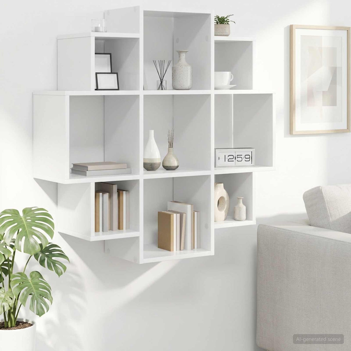 vidaXL Wall Shelf White 90 x 25 x 90 cm Engineered Wood