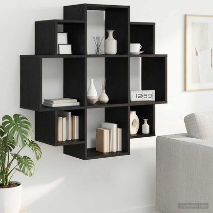 vidaXL Wall Shelf Black Oak 90 x 25 x 90 cm Engineered Wood